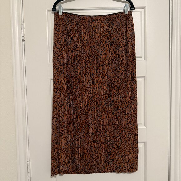 NWT Anthropologie Maeve Mazie Cheetah Pleated Midi Skirt Size M - Picture 2 of 7
